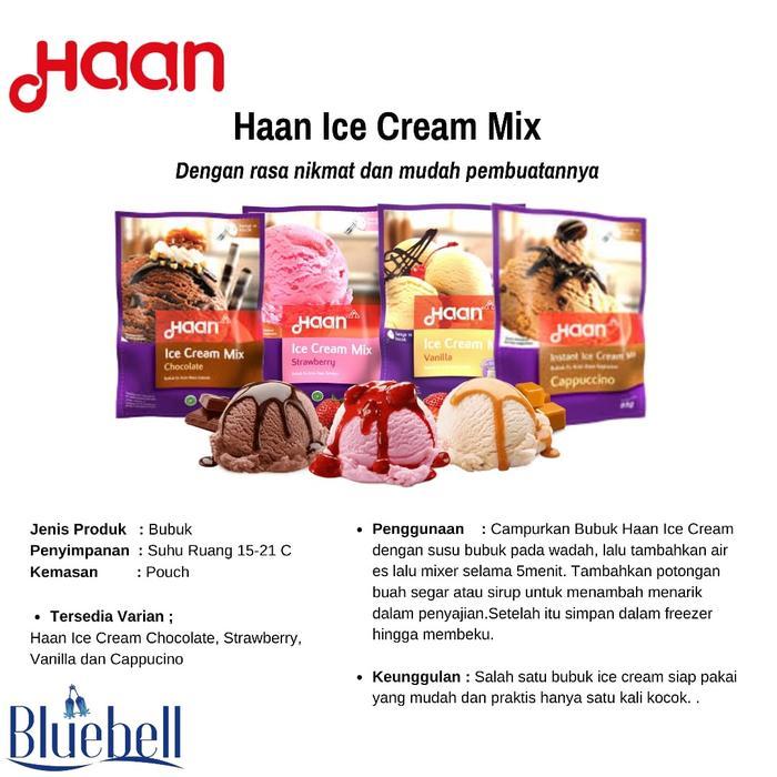 Bubuk Es Krim Haan Ice Cream Mix Es Krim Instan Varian Coklat Vanila Stroberi