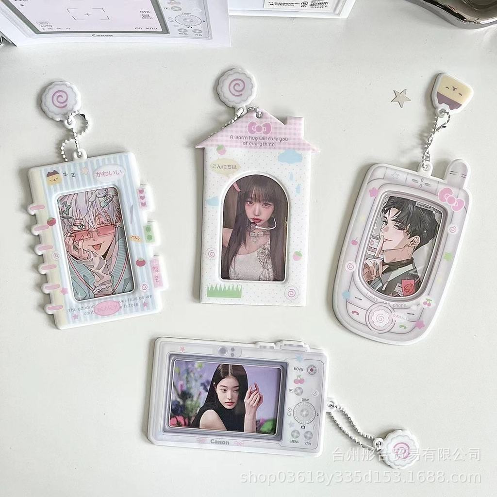 Cartoon Photocard Holder Ca Mobile Phone Shaped Idol Photocard Binder 3Inch Photo Storage Case
