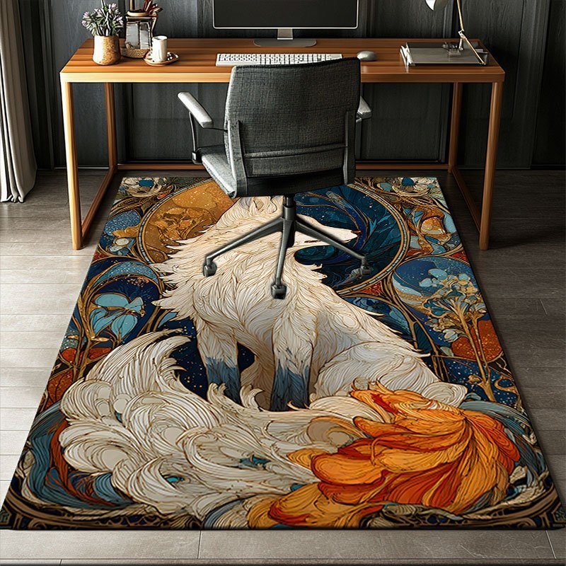 Art Nouveau Fox Karpet Flanel Lembut Anak-anak Karpet Fantasi Hewan Cetak Kamar Tidur Dapur Lantai T