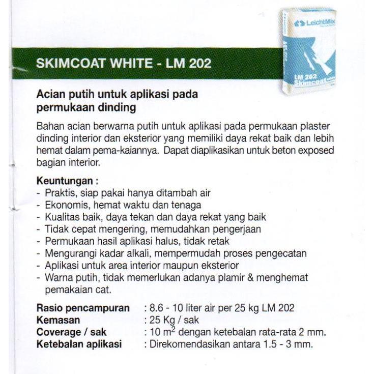 Selamat Datang Di Toko Kami Mortar Leichtmix Lm 202 Acian Skimcoat Putih 25 Kg Terbaru