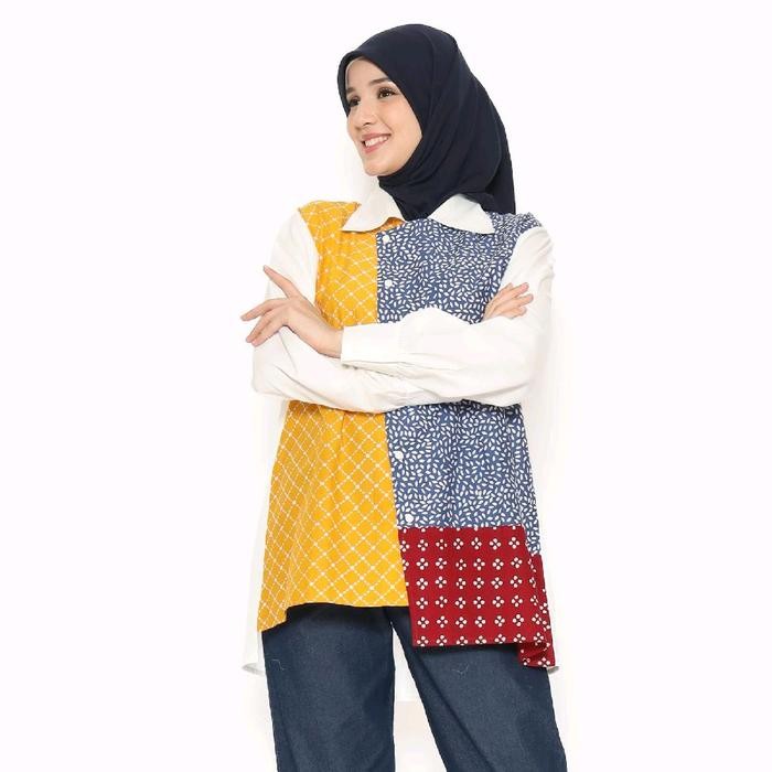 Saiara Dania Kemeja Batik Kombinasi Katun Toyobo