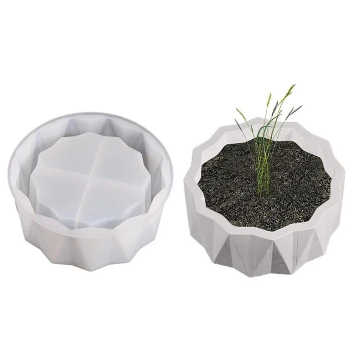 Cetakan Silikon Pot Bunga Bulat Flower Pot Resin Diy Mold