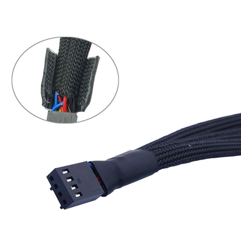 PWM 4pin Fan Sleeved Extension Splitter Hub Cable Motherboard CPU 4 Pin To 4 Way Cooler 3pin Fan Pow