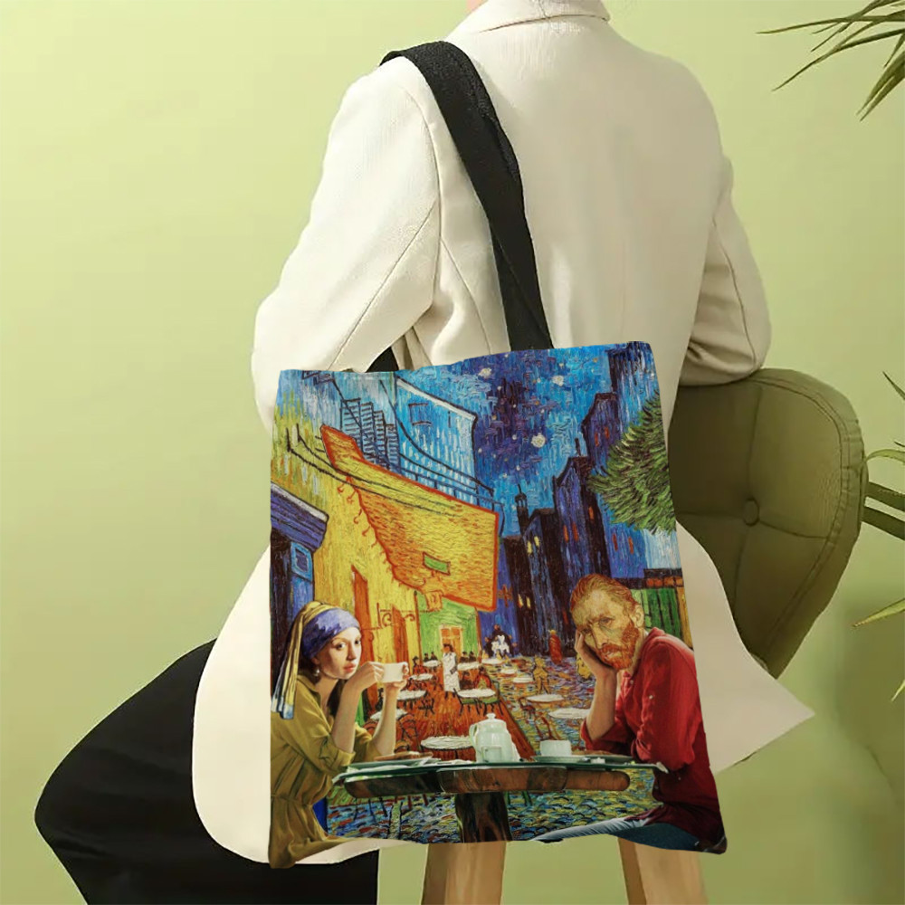 Canvas Bag The Van Gogh Series Print Canvas Bag, Lightweight Shoulder Bag, Versatile Shopper Bag,