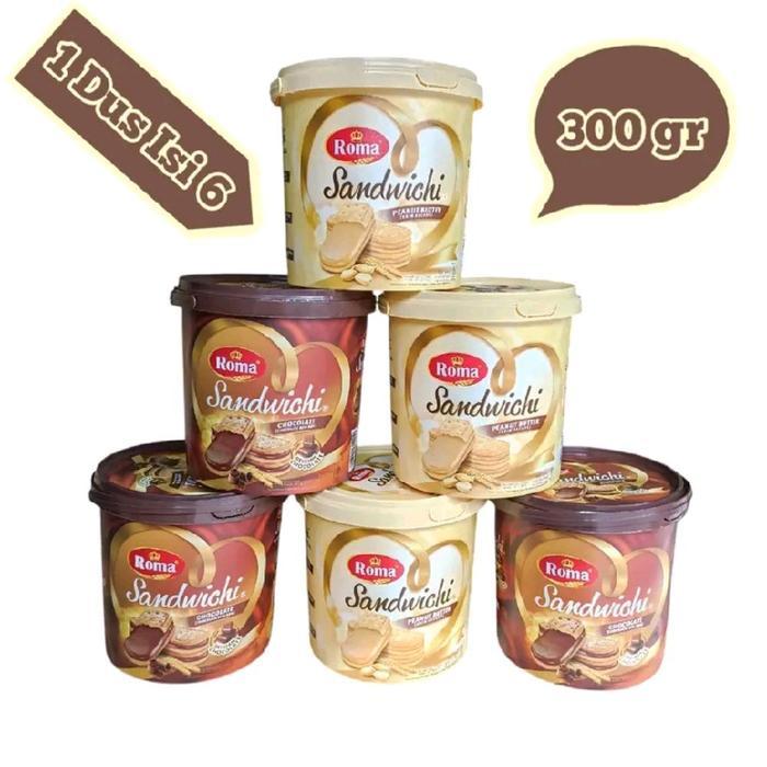 1 Dus Biskuit Roma Sandwichi Jar 300gr Isi 6 Ember Cookies Food Biscuit Susu Snack Kaleng