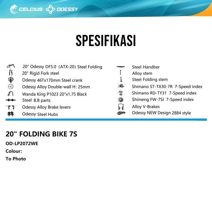 SEPEDA LIPAT ODESSY 20" OD LP 20 72 WE - 7 SPEED