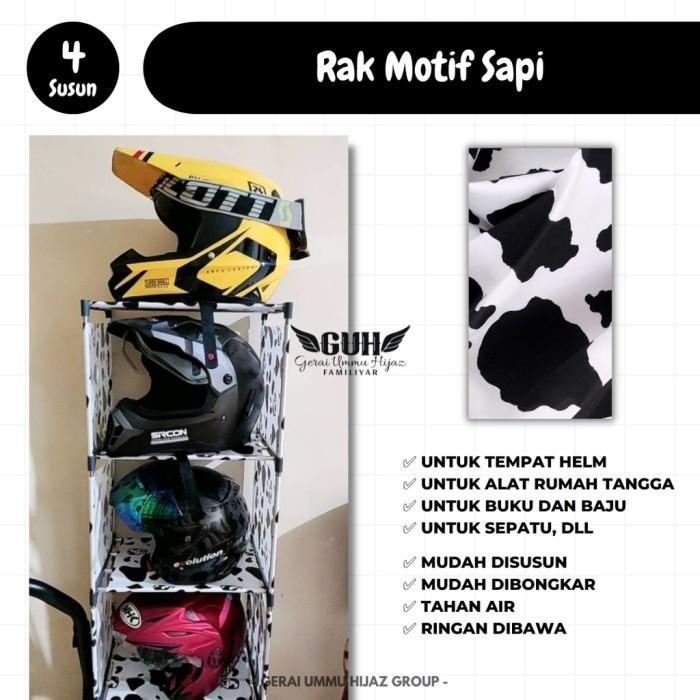 Rak Helm Tempat Helm Rak Susun Lebih Besar & Kuat - Motif Sapi