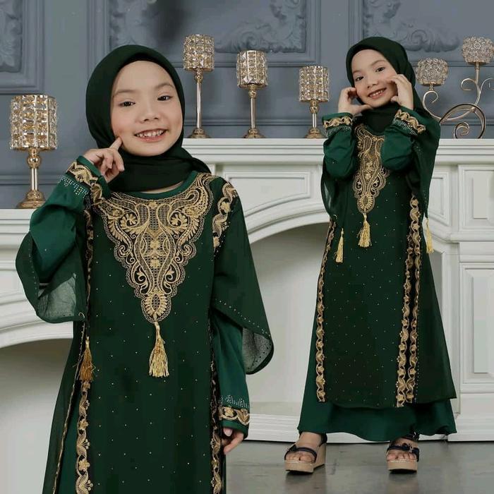 luto- Abaya Anak Irana Bordir Varian Warna Elegan Gamis Muslim Anak Cewek Nyaman Dipakai
