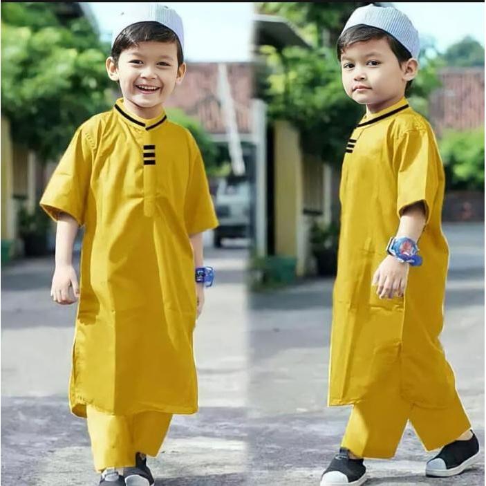 luto- Baju Koko Anak Laki-Laki Setelan Koko Anak Baju Muslim Anak Umur 1-8 Tahun