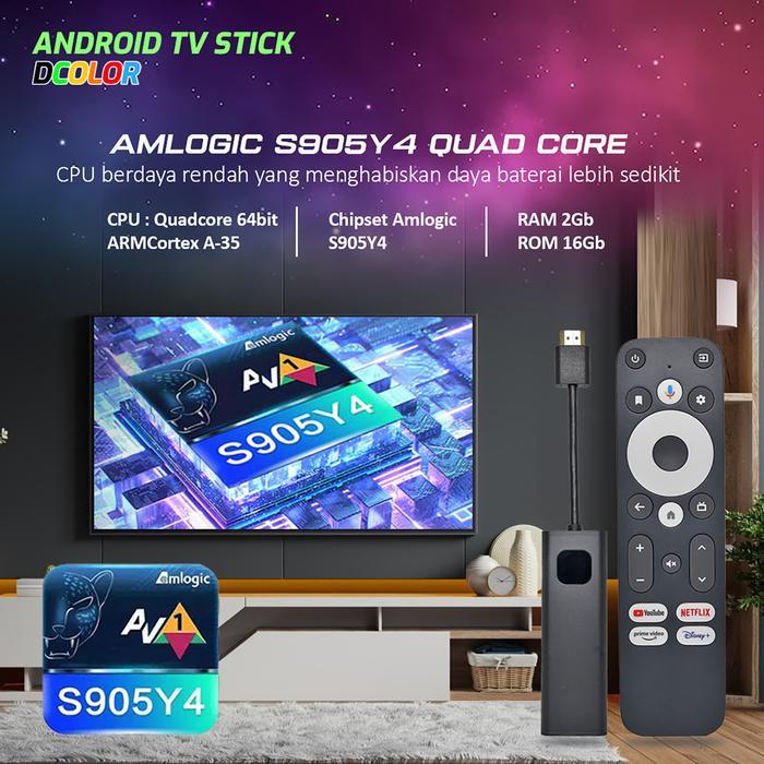 Android TV Stick Google Certified Voice Ori Amlogic S905Y4 Android11 Netflix Certified Bluetooth
