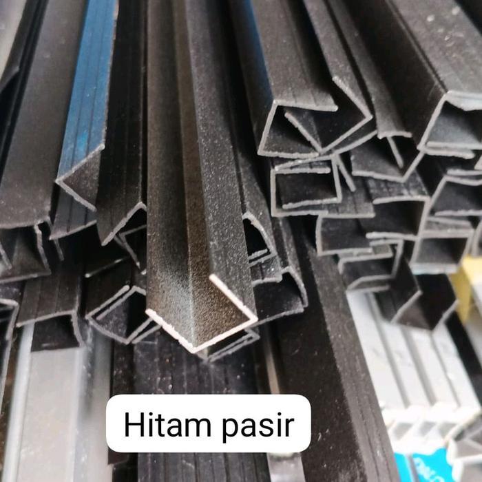 Lis U Aluminium 1CM Hitam 3meter Siap Kirim