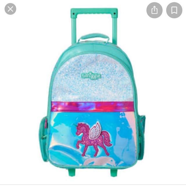 ASLI Smiggle Backpack Trolley Unicorn Believe READY STOCK