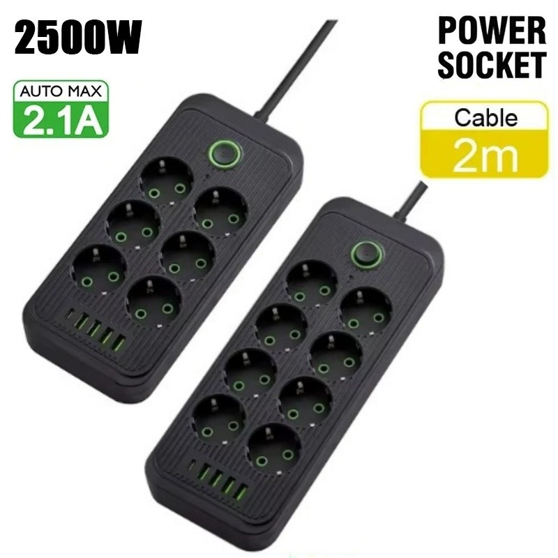 Multitap Power Strip AC Outlet 2m Extension Cord Electrical Power Strip With USB TypeC Smart Home