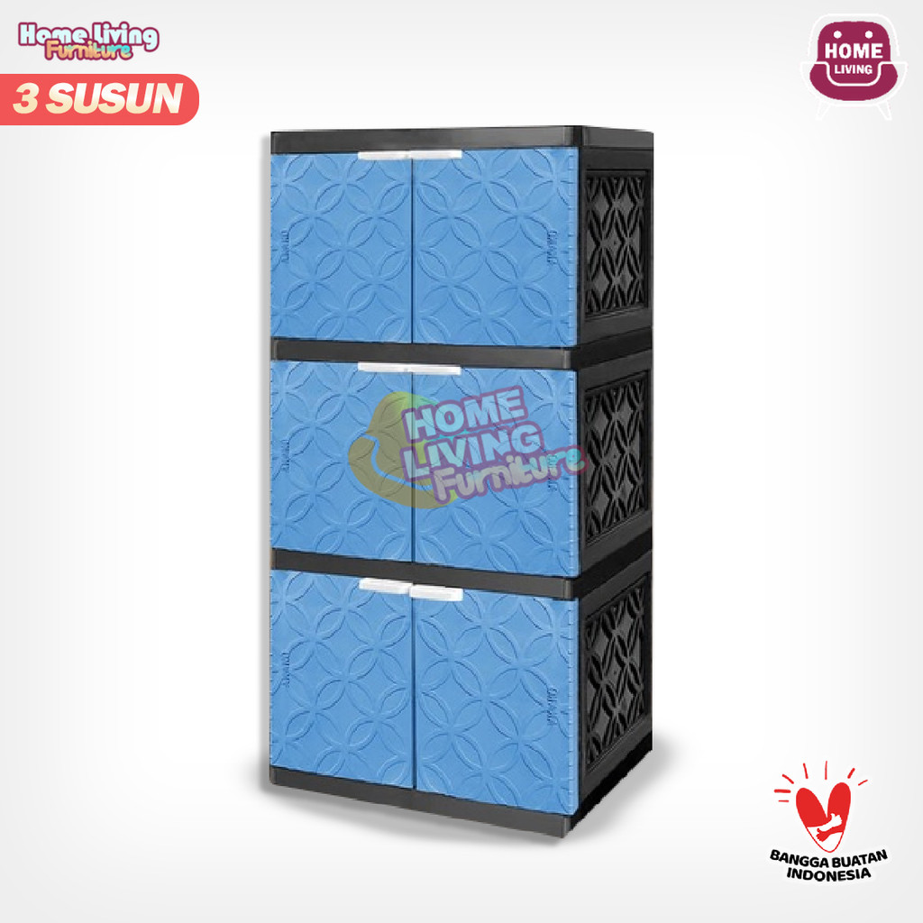 LEMARI PAKAIAN 3 SUSUN PLASTIK LEMARI AKAKO 3 SUSUN LEMARI PLASTIK ORIGINAL MURAH NAMPOL BABY AKAKO