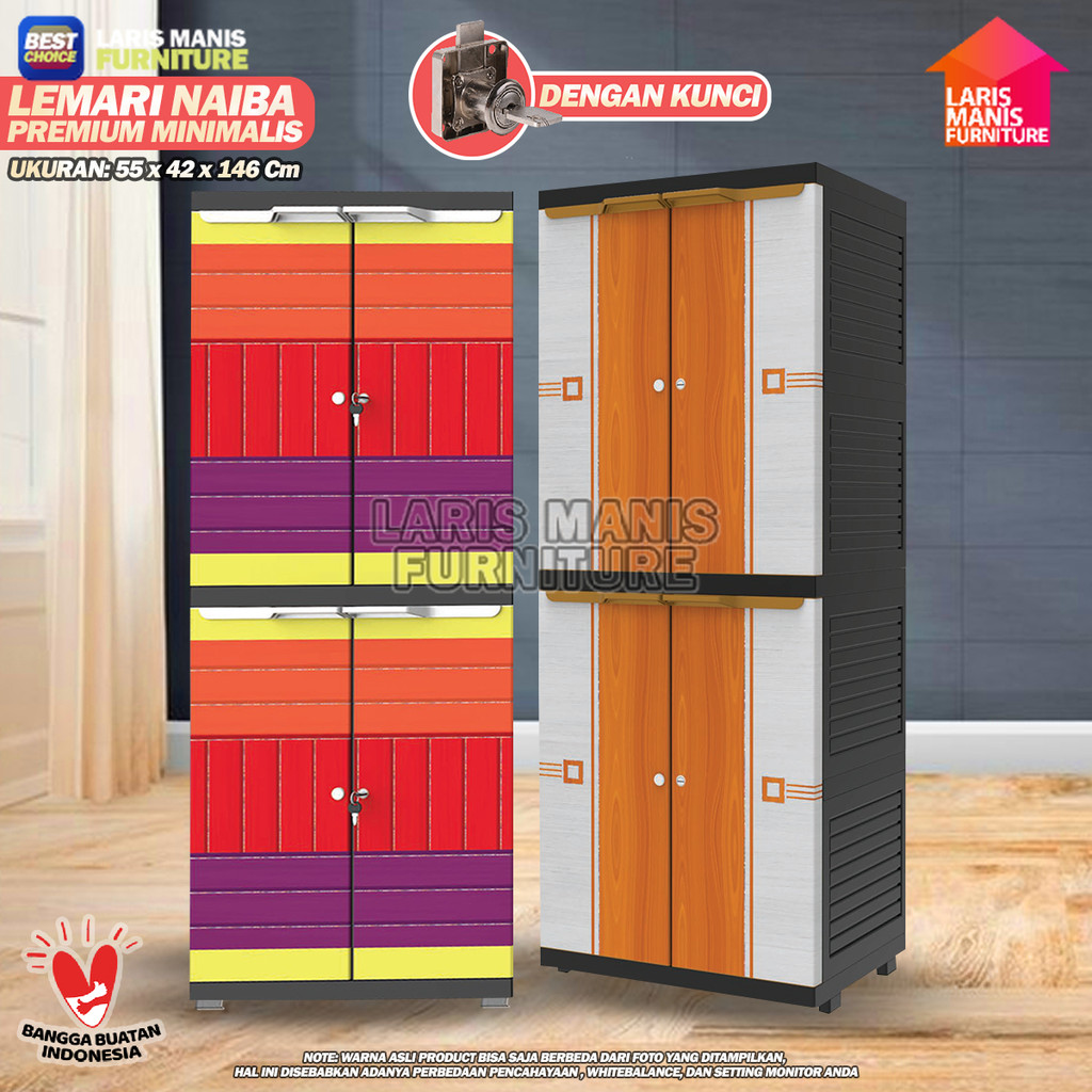 LEMARI PAKAIAN PLASTIK NAIBA 9104 LEMARI PLASTIK 4 SUSUN NAIBA FIT LEMARI JUMBO LEMARI PAKAIAN