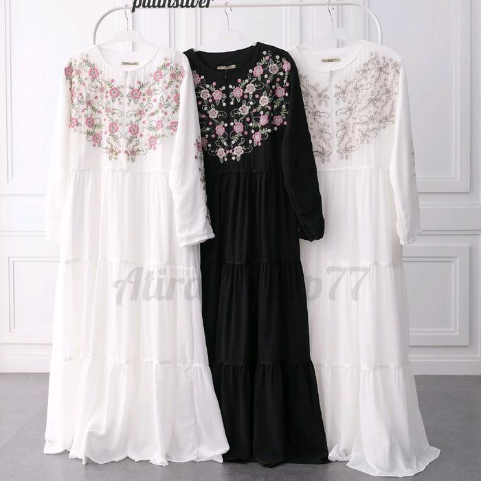 Gamis Putih Jumbo Wanita Ld125Cm Bordir