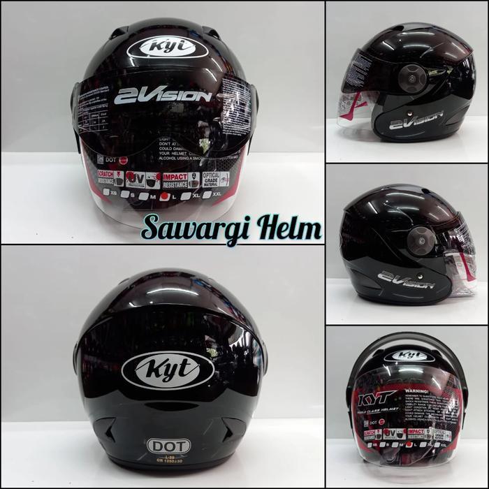 HELM KYT 2VISION SOLID HITAM GLOSY - Hitam, M