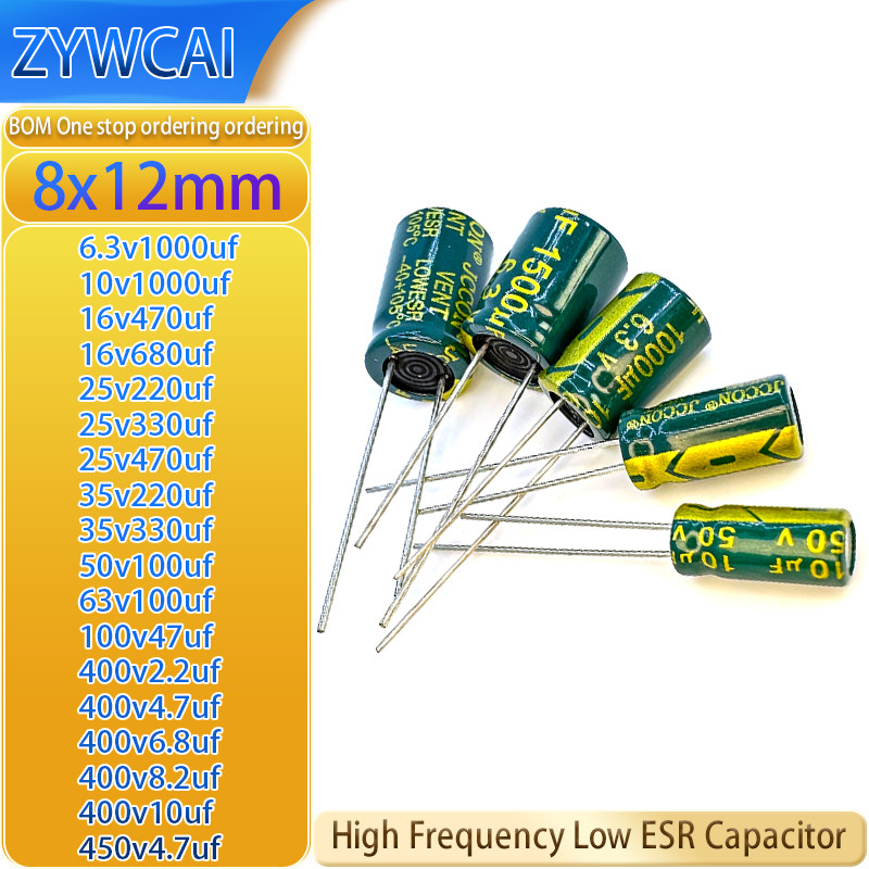 8x12 6.3v 10v 16v 25v 35v 50v 63v 100v 400v 450v 2.2uf 4.7uf 6.8uf 8.2uf 10uf 47uf 100uf 220uf 330uf