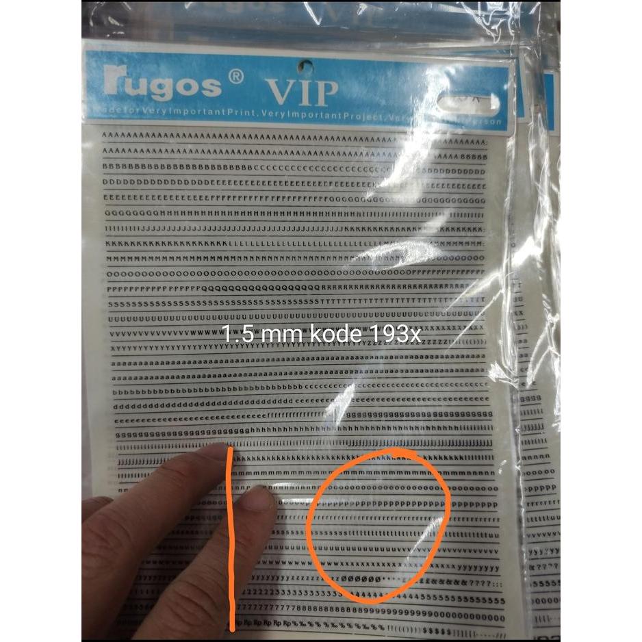 NEW rugos huruf angka 1.5mm sd 2.7 mm harga per lembar 2022