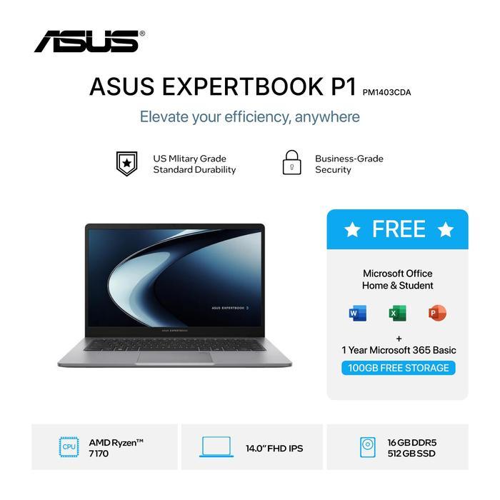 ASUS EXPERTBOOK PM1403CDA RYZEN 7 170 16GB 512GB W11+OHS+M365B 14" FHD
