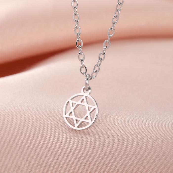 TEAMER ISRAEL MAP STAR OF DAVID PENDANT NECKLACE FOR WOMEN MEN JEWISH STAINLESS STEEL NECKLACE