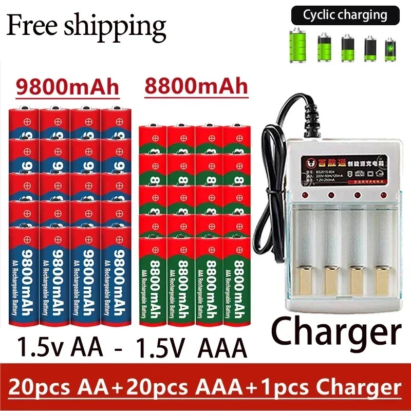 Rechargeable Battery 1.5V AA 9800Mah 1.5V AAA 8800Mah Alkaline  with