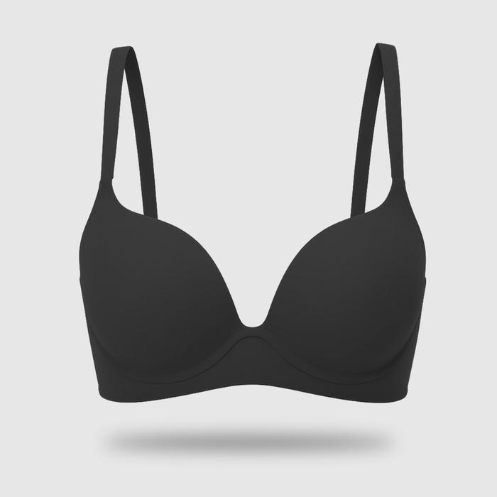 Bra Push Up Seamless Tanpa Kawat dengan Busa Moulded 3D Tebal - Hitam, 36