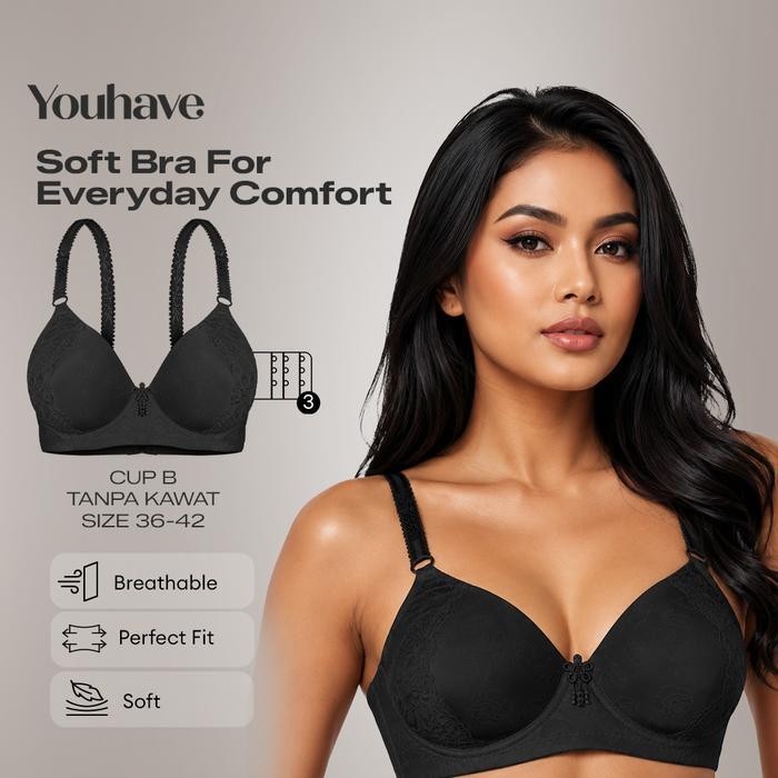 Sorex - Bh Tanpa Kawat Bra Wanita Bh Tanpa Kawat Motif Bunga Renda 100072