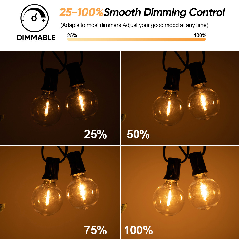 G40 Outdoor Solar String Light Garland LED Solar String Lights 24V Globe Waterproof Hanging Lights