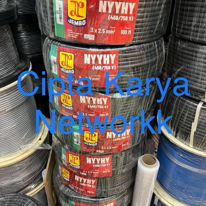 Kabel Jembo Nyyhy 3X2.5 Serabut Hitam 50M Nyyhy 3X2,5 Jembo 3X2.5Mm Terbaru 