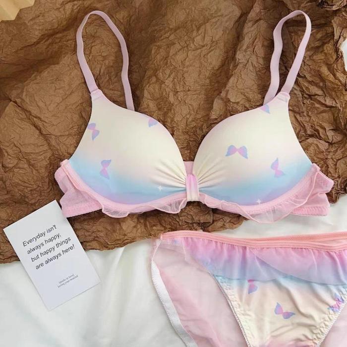 Bra Mermaid / Set Pakaian Dalam Set Tanpa Kawat Dengan Celana Dalam Cantik Lucu Busa Tipis Bikini