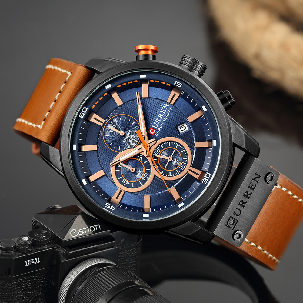 CURREN 8291 Mens Quartz Chronograph tch Casual Leather Military Sport Fashion Gentleman Wristtch