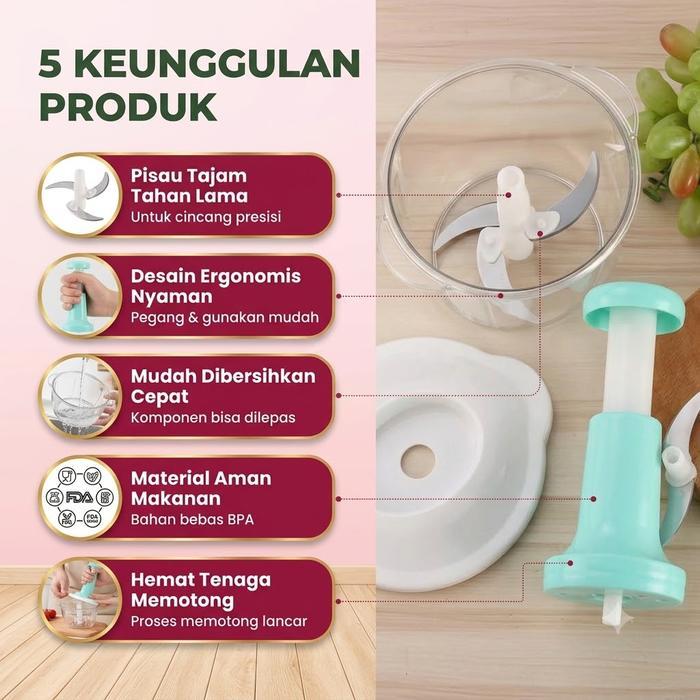 Choper Manual Shenar / Chopper Blender Manual Tekan Pencacah Daging / Chopper Gilingan Daging Buah