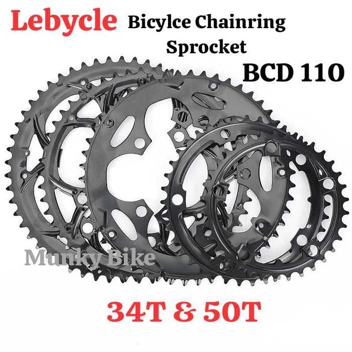 Promo Chainring Lebycle Double Triple 110 BCD 34T 50T Non Narrow Wide Chainring 110 Steel Terlaris