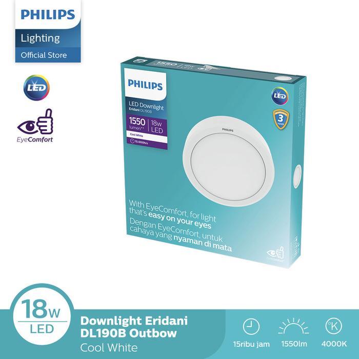 Philips Lampu Downlight Eridani Bulat Outbow Surface 18W D200 4000K Semi Putih