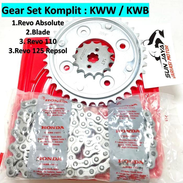 Rantai Gir Motor Berkualitas Gear Set Komplit + Rantai Revo Absulote - Blade Lama - Honda Blade New
