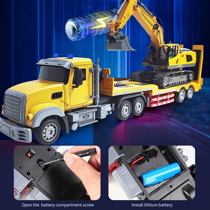 TATAJOYMobil Remote Control Trailer Set Besar RC Truk Trailer & RC Excavator