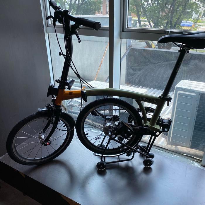 Sepeda lipat 3sixty 2020 green army black three sixty