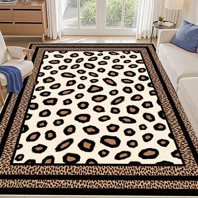 Karpet Area Motif Macan Tutul Retro Karpet Pola Cheetah Motif Hewan Dekorasi Rumah Safari Bohemian A