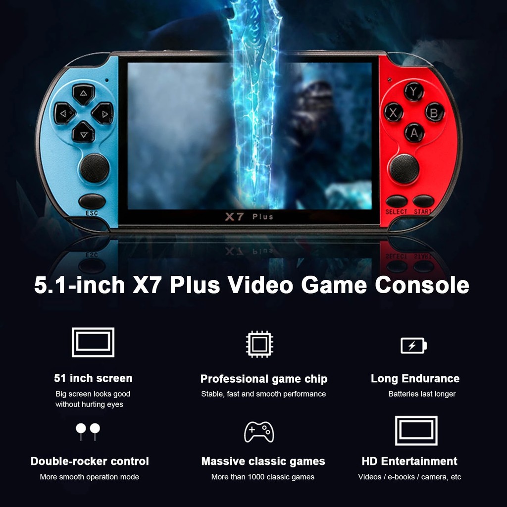 Video Game Console 5.1inch X7 Plus Handheld Game Players Double