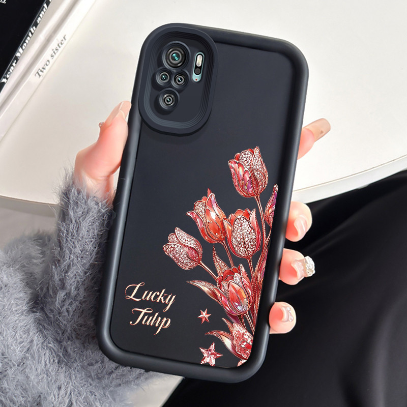 Casing Hp Xiaomi Redmi Note 10 Redmi Note 10s Redmi Note 10 Pro POCO M5s Case Casing pola red‑orange