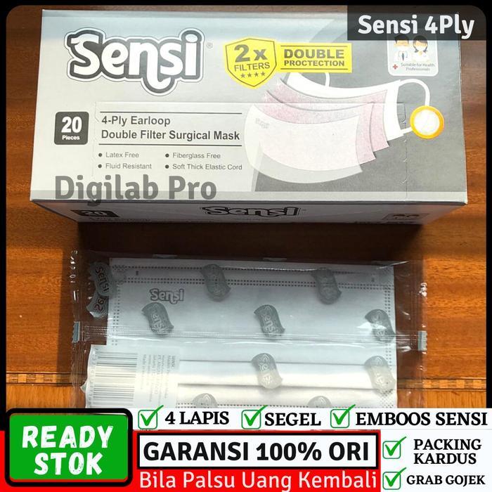 Sensi Masker 4 Ply Double Filter Earloop Isi 20Pcs
