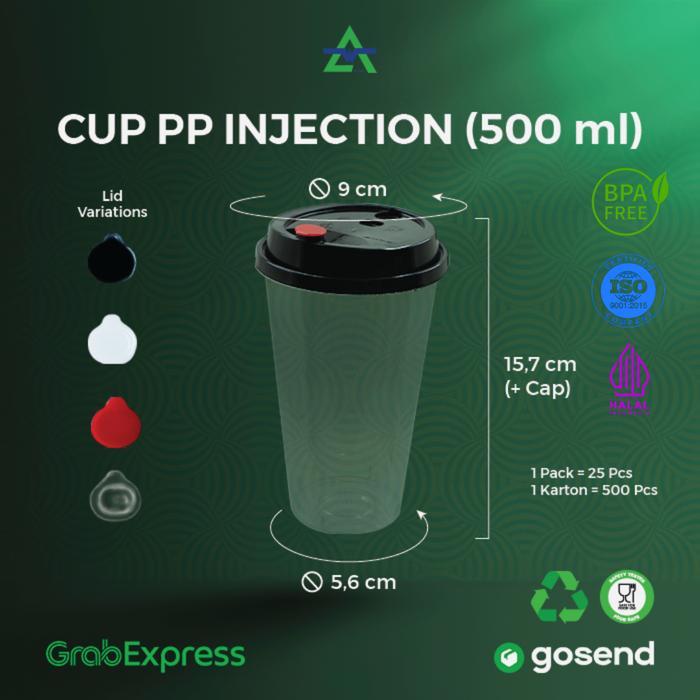 500Pcs - Pp Injection 16Oz / 500Ml - Cup Injection - Wingoh