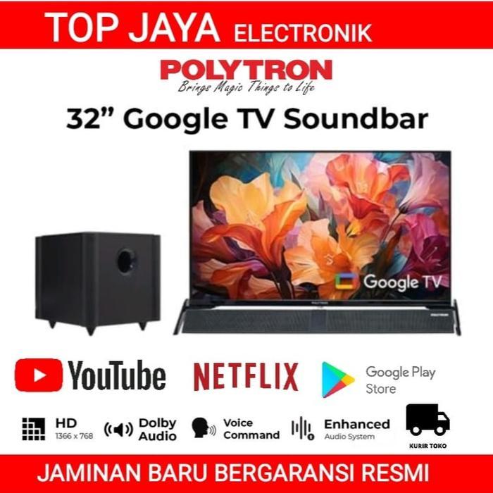 TV ANDROID POLYTRON 32 INCH SOUND BAR/TV ANDROID 32 INCH POLYTRON SOUND BAR - DUS dari Pabrik, Tanpa