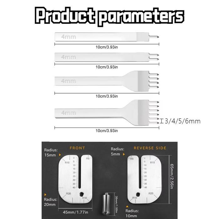 4 Tipe Pembolong Kulit Set 4-6MM Lubang 1 prong/2 prong/4 prong/6 prong untuk membuat tas kulit