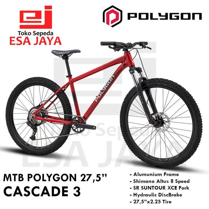 Sepeda MTB Polygon Cascade 3 Red Terbaru 2025 – 27.5” | 1x8 Speed Shimano Altus | Rem Cakram Hidroli
