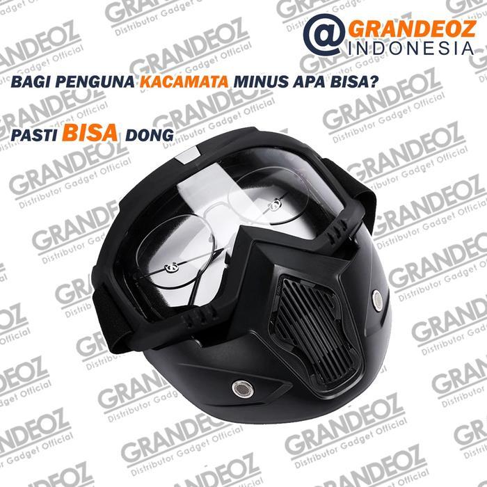 Flash Sale Taffsport Kacamata Goggles + Masker Mask Helm Motor Putih Goggle Sport Ski Topeng Masker