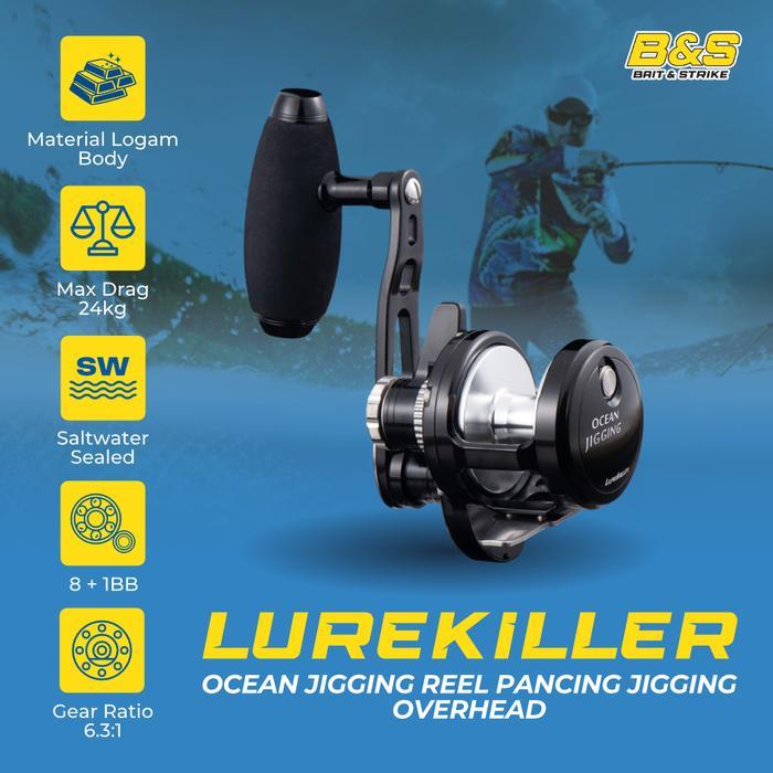 Lurekiller OCEA JIGGING Reel Pancing OH 1500HG/1501HG 24Kg Reel Pancing Jigging Overhead Plat Besi