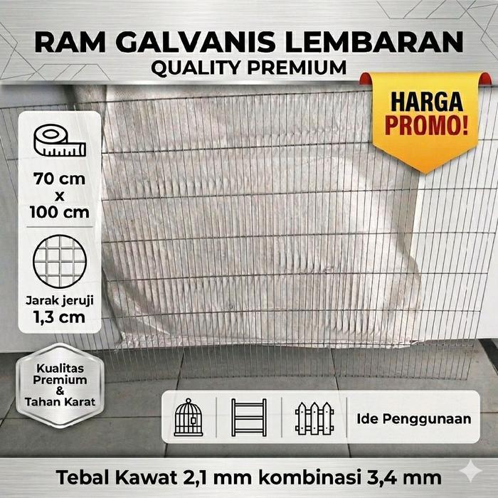 Ram GALVANIS Lembaran Galvanis 70 x 100 cm (Jarak Jeruji 1,3 cm )