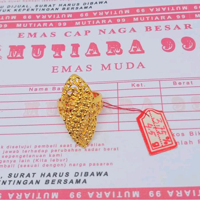 Cincin Dewsa Motip Dubai Emas Muda Dapat Surat Dari Toko Perhiasan Wanita Elegan